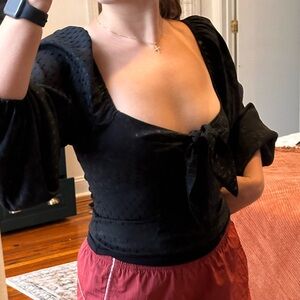 Express Black Long Sleeve Houndstooth Bodysuit